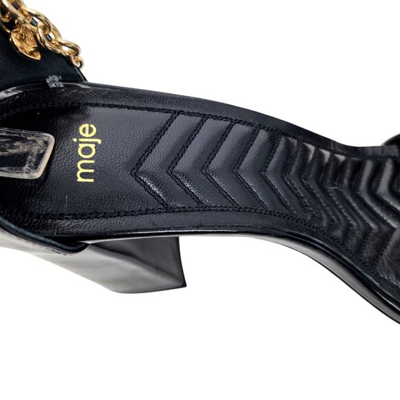 Maje 120FEVERLOW Medium Heel Shoes with Gold-Tone Chain Size French 41/US 10.5 - Picture 6 of 6
